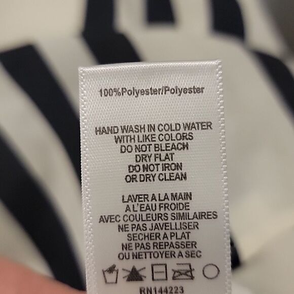 Anthropologie Bishop + Young Ivory Navy Striped High Neck Sleeveless Top Large - Picture 12 of 12